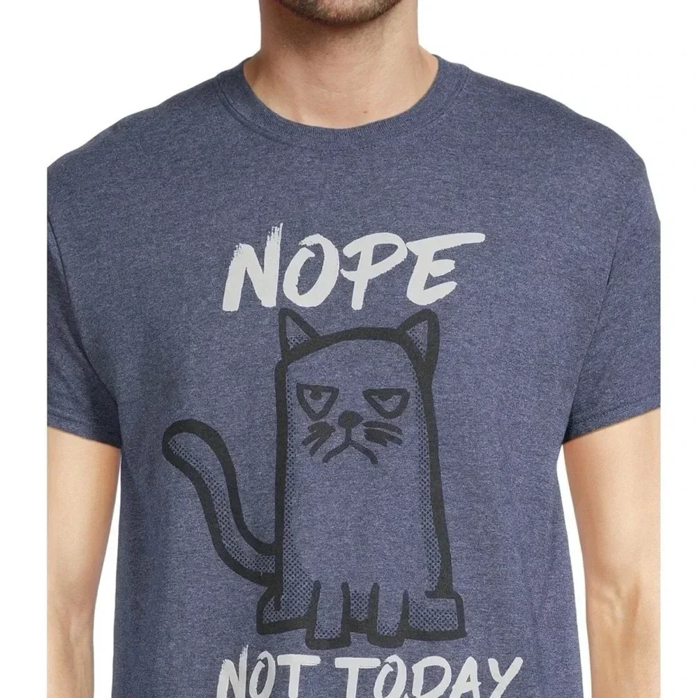 Men's and Big Men's Nope Cat Short Sleeve Graphic Tee